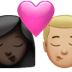 👩🏿‍❤️‍💋‍👨🏼 kiss: woman, man, dark skin tone, medium-light skin tone display on Apple